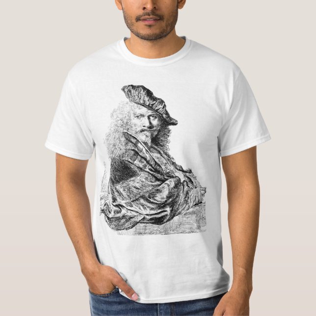 Camiseta T-shirt do retrato de auto de Rembrandt (Frente)
