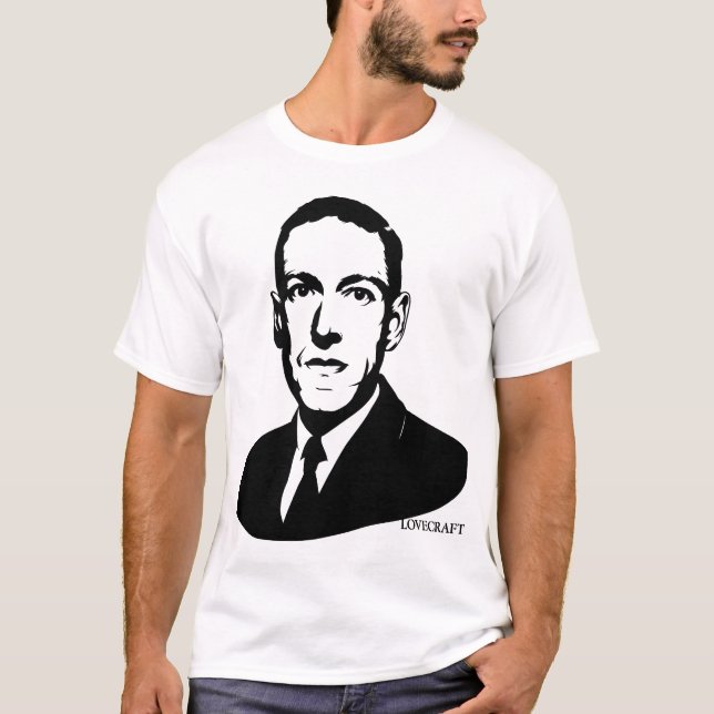Camiseta T-shirt do retrato de HP Lovecraft (Frente)