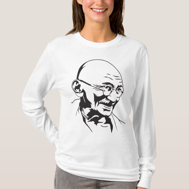 Camiseta T-shirt do retrato de Mahatma Gandhi (Frente)
