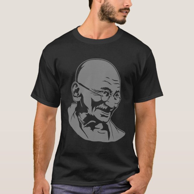 Camiseta T-shirt do retrato de Mahatma Gandhi (Frente)