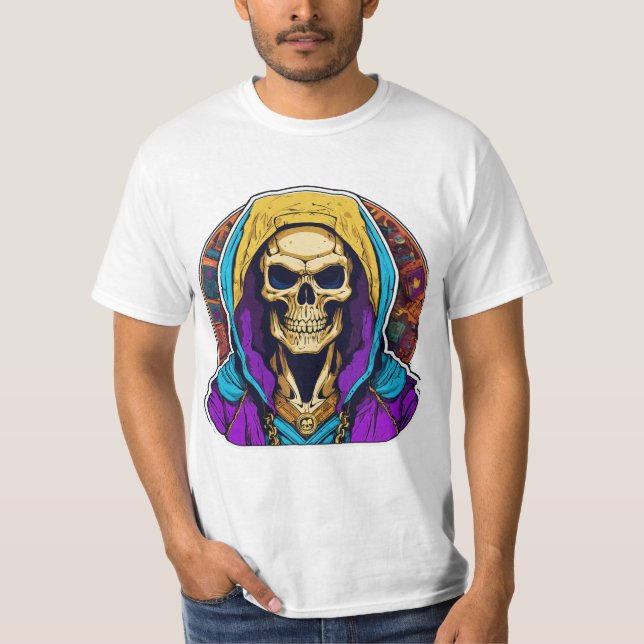 Camiseta T-Shirt do Retrato do Skeletor de Hipster (Frente)