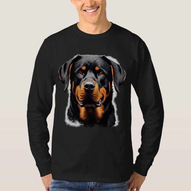 Camiseta T-shirt do retrato rottweiler (Frente)