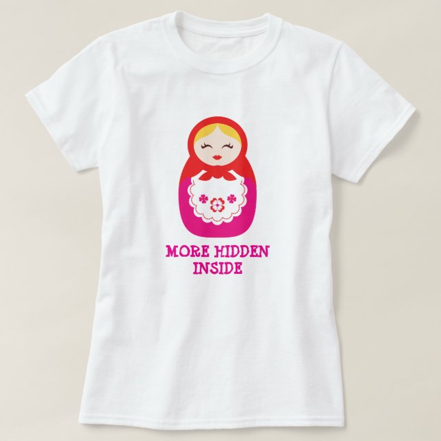 Camiseta T-shirt do rosa da boneca do babushka do (Frente do Design)