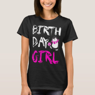 Camiseta T-shirt do rosa do pinguim da menina do