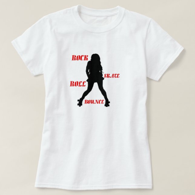 Camiseta T-shirt do salto do rolo do skate da rocha das (Frente do Design)