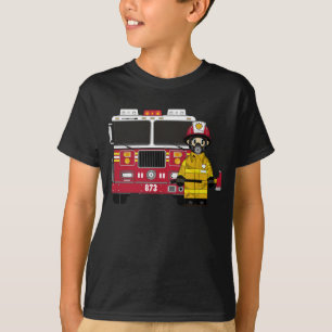 Camiseta T-shirt do sapador-bombeiro e da viatura de