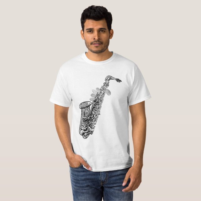 Camiseta T-shirt do saxofone (Frente Completa)