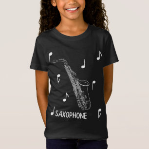 Camiseta T-shirt do saxofone das notas musicais