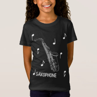 Camiseta T-shirt do saxofone das notas musicais