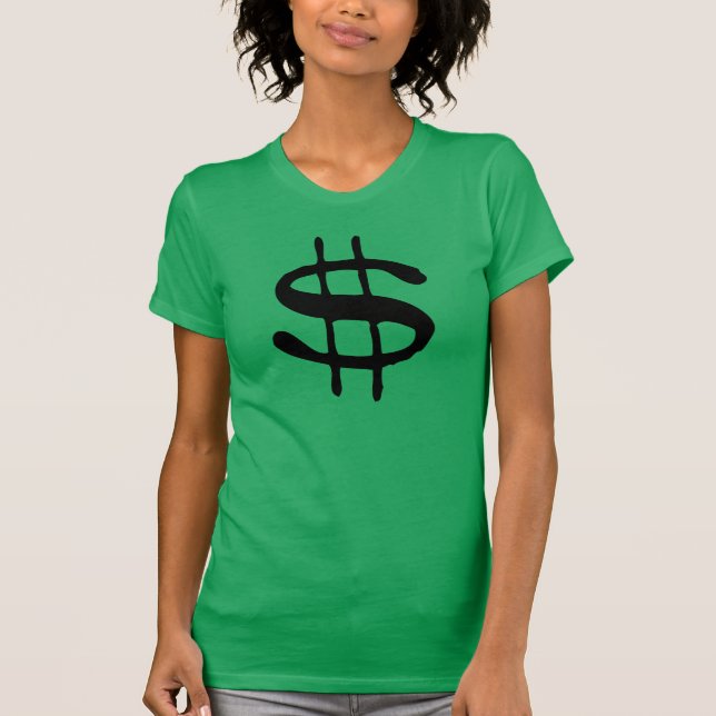 Camiseta T-shirt do sinal de dólar do dinheiro (Frente)