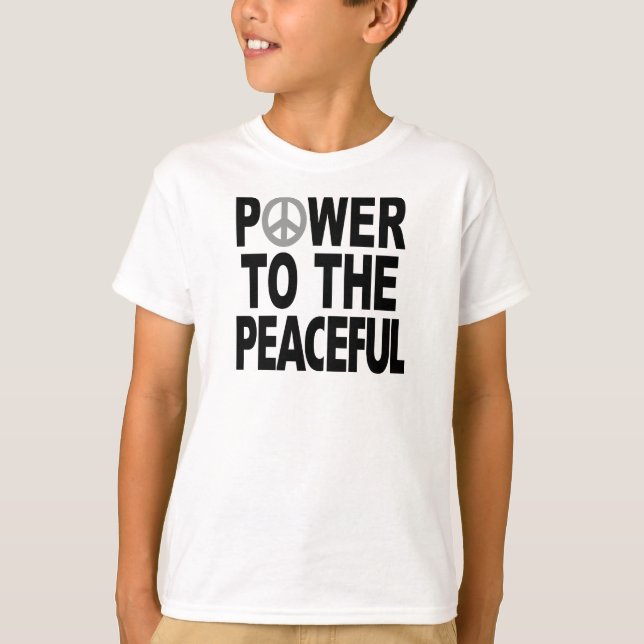 Camiseta T-shirt do sinal de paz - "poder ao calmo " (Frente)