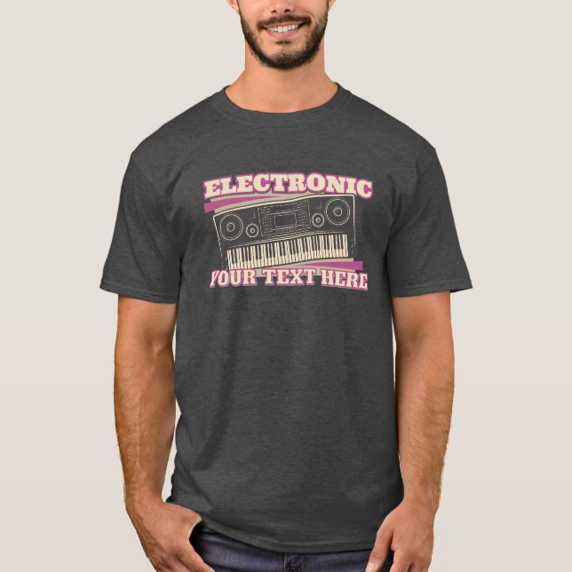 Camiseta T-Shirt do Sintetizador Eletrônico com Texto Perso (Frente)