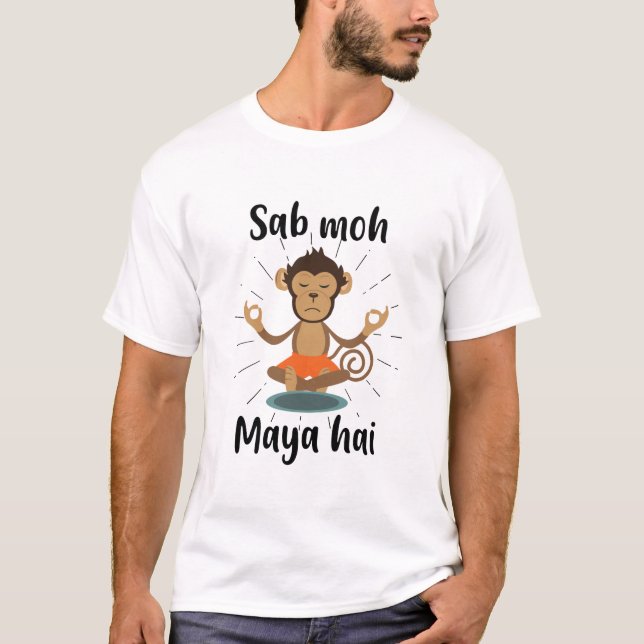 Camiseta T-shirt do slogan da meditação do Hindi de Hai do (Frente)