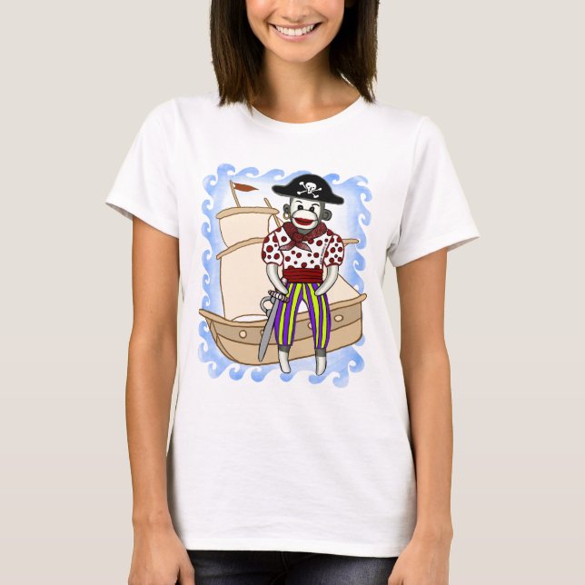 Camiseta t-shirt do Sock Monkey Pirate (Frente)