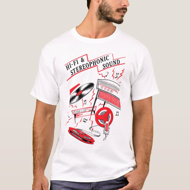 Camiseta T-shirt do som de alta fidelidade e estereofónico (Frente)