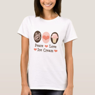 Camiseta T-shirt do sorvete do amor da paz