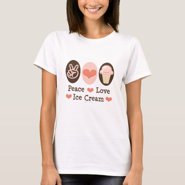 Camiseta T-shirt do sorvete do amor da paz (Frente)