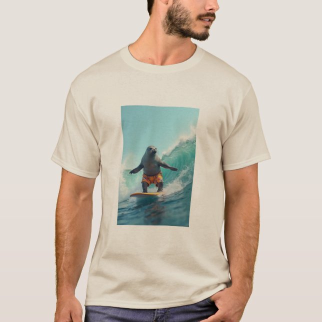 Camiseta t-shirt do surfista de foca (Frente)
