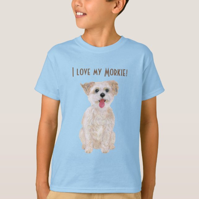 Camiseta T-Shirt do Sweet Morkie Blue Boy (Frente)