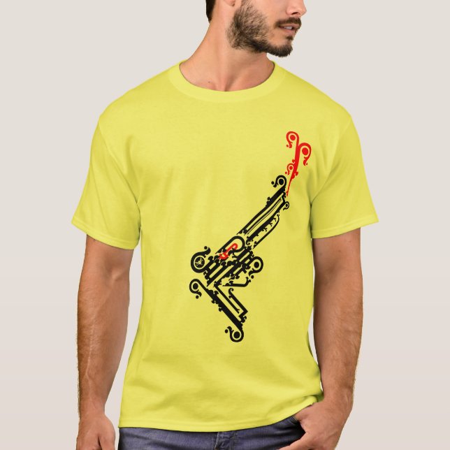 Camiseta T-shirt do tatuagem da arma (Frente)