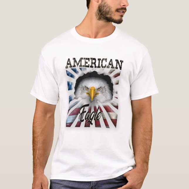Camiseta T-shirt do teste padrão de Eagle 3D do americano (Frente)