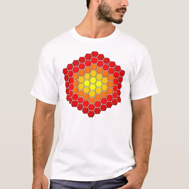 Camiseta T-shirt do teste padrão do hexágono/cubo (Frente)