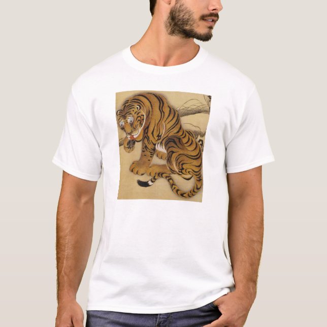 Camiseta T-shirt do tigre de Ito Jakuchu (Frente)