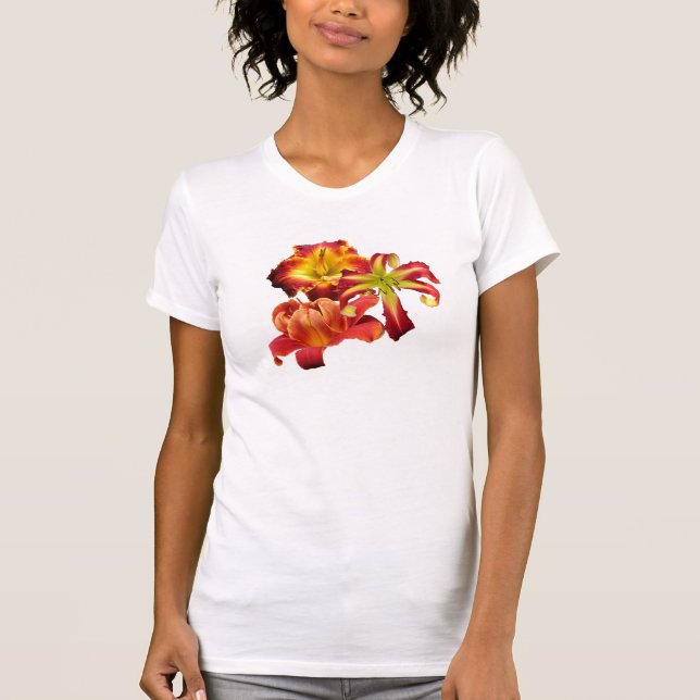 Camiseta T-shirt do trio do hemerocallis (Frente)