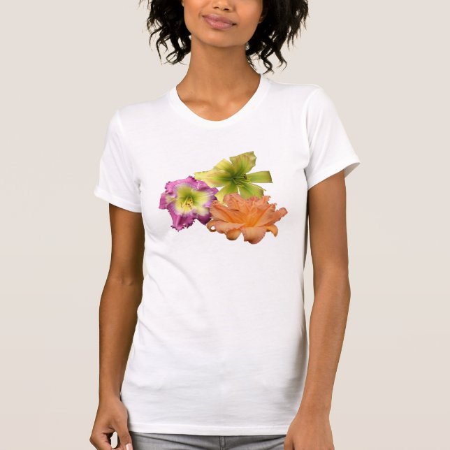 Camiseta T-shirt do trio do hemerocallis (Frente)