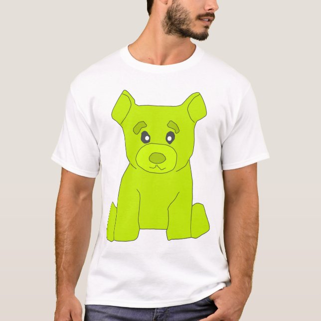 Camiseta T-shirt do urso do verde de Fluo (Frente)