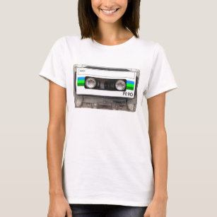 Camiseta T-shirt do verde da cassete de banda magnética
