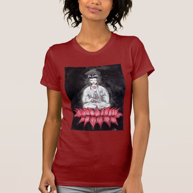 Camiseta T-shirt do vermelho de KUAN YIN (Frente)