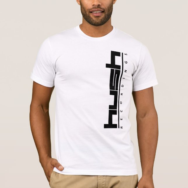 Camiseta T-shirt do vertical do logotipo do Hush (Frente)