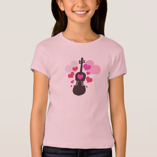 Camiseta T-shirt do violino da menina (Frente)