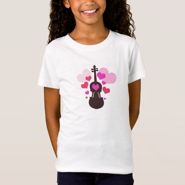 Camiseta T-shirt do violino da menina (Frente)