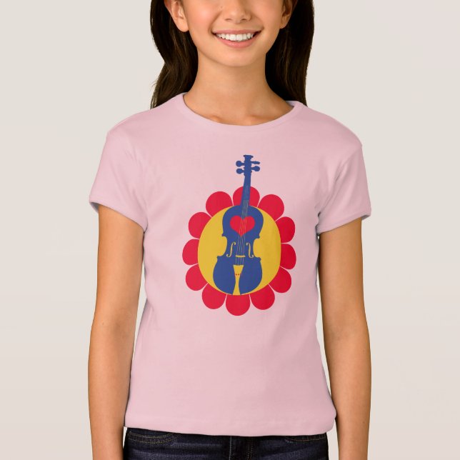 Camiseta T-shirt do violino da menina (Frente)