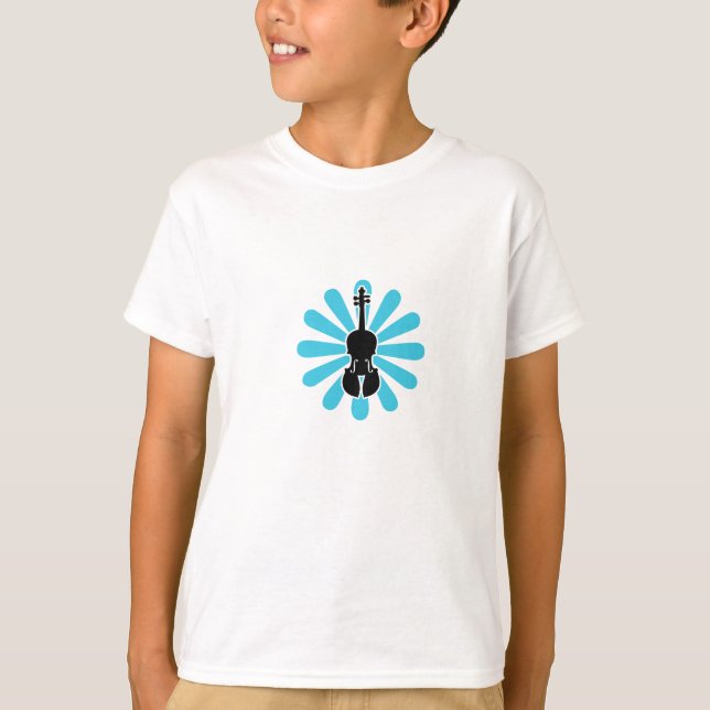 Camiseta T-shirt do violino das meninas com flor (Frente)