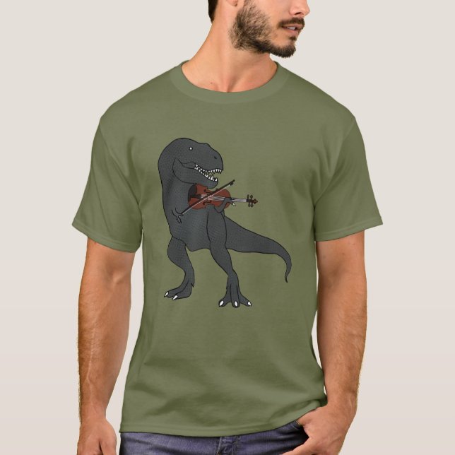 Camiseta T-shirt do violino de T-Rex (Frente)