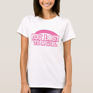Camiseta T-shirt do voleibol das mulheres (rosa)