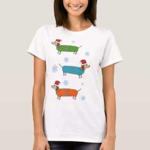 Camiseta T-shirt do X-Mas dos cães de salsicha do Dachshun