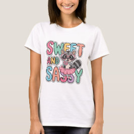 Camiseta T-Shirt Doce e Sassy Raccoon
