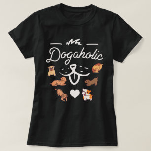 Camiseta T-Shirt dogholic  Amantes de cães T-shirt roxa