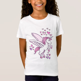 Camiseta T-shirt dos corações de Pegasus do unicórnio