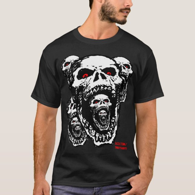 Camiseta T-shirt dos crânios do zombi (Frente)