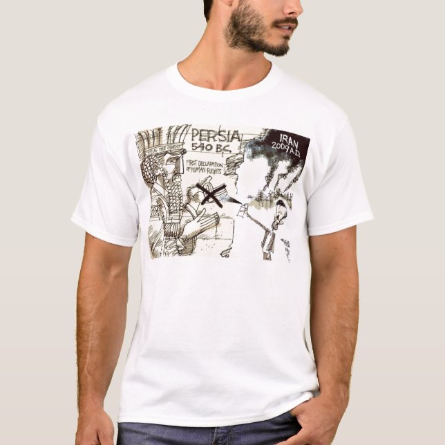 Camiseta T-shirt dos desenhos animados de Cyrus Ahmadinejad (Frente)