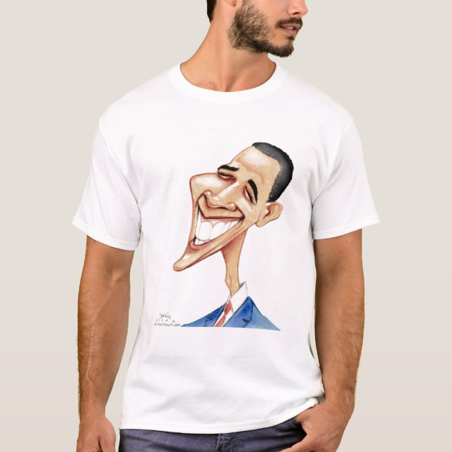 Camiseta T-shirt dos desenhos animados de Obama (Frente)