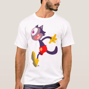 Camiseta T-shirt dos desenhos animados do gato do monocular