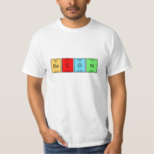 Camiseta T-shirt dos elementos de mesa periódica do bacon
