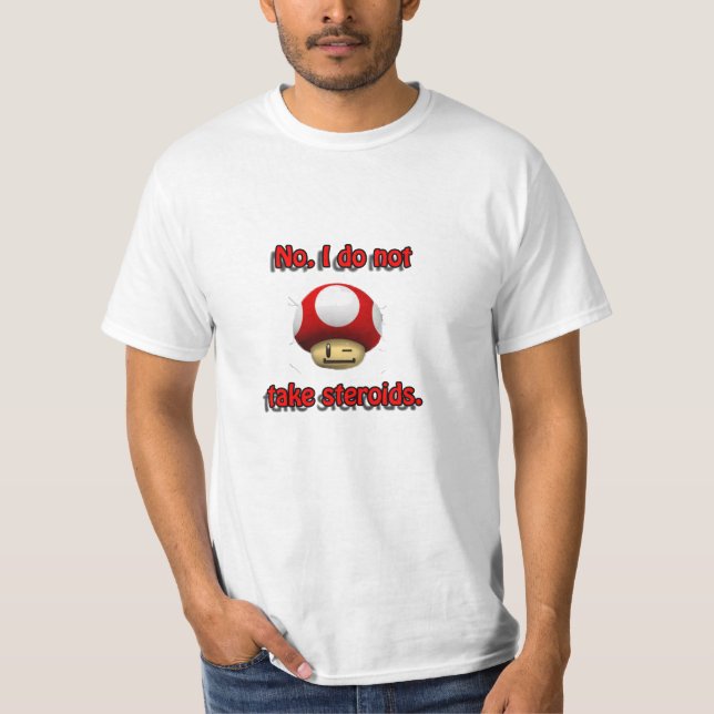Camiseta T-shirt dos esteróides do cogumelo de Mario (Frente)