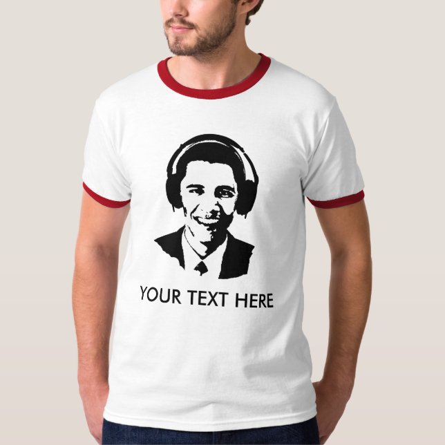 Camiseta T-shirt dos fones de ouvido de Barack Obama (Frente)